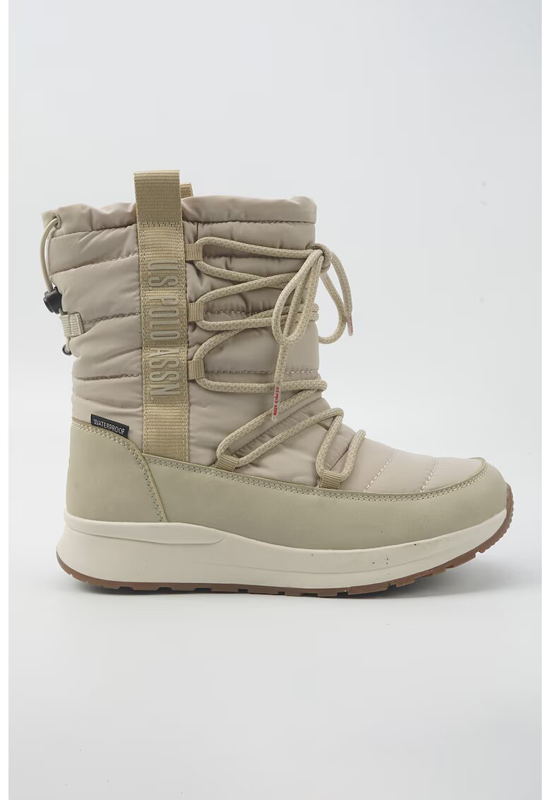 US Polo Assn Ghete din material textil cu sireturi - Bej