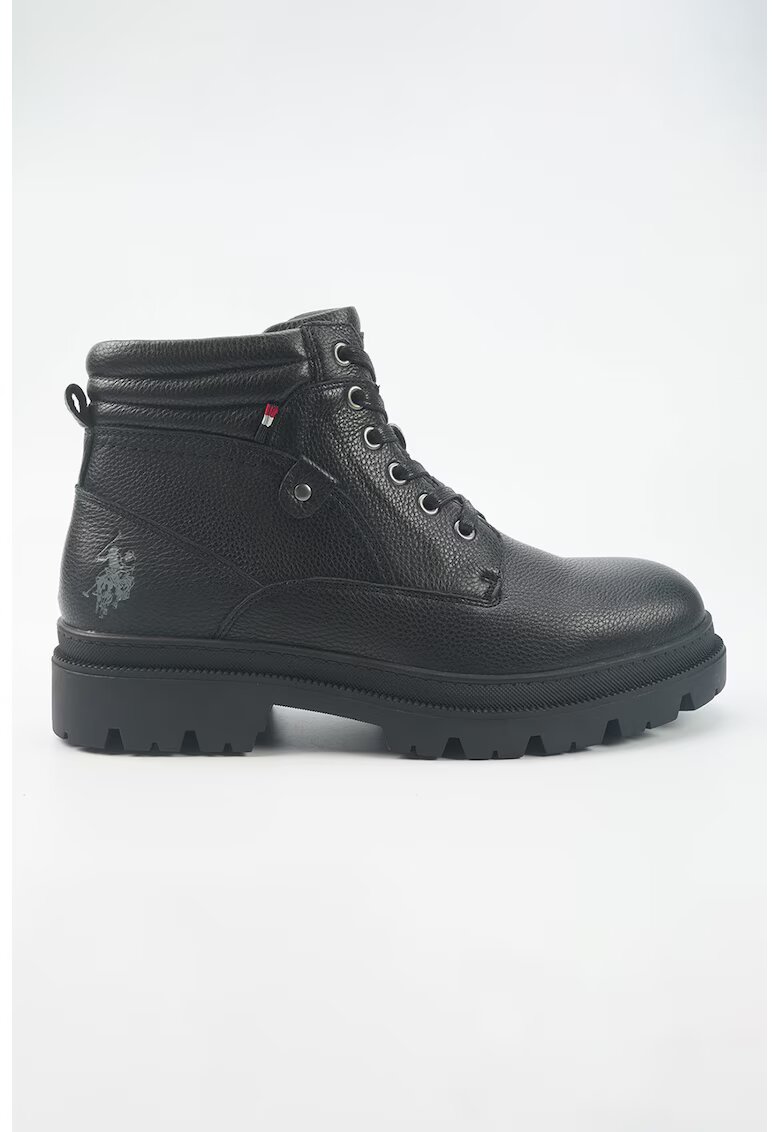 US Polo Assn Ghete din piele cu fermoar - Negru