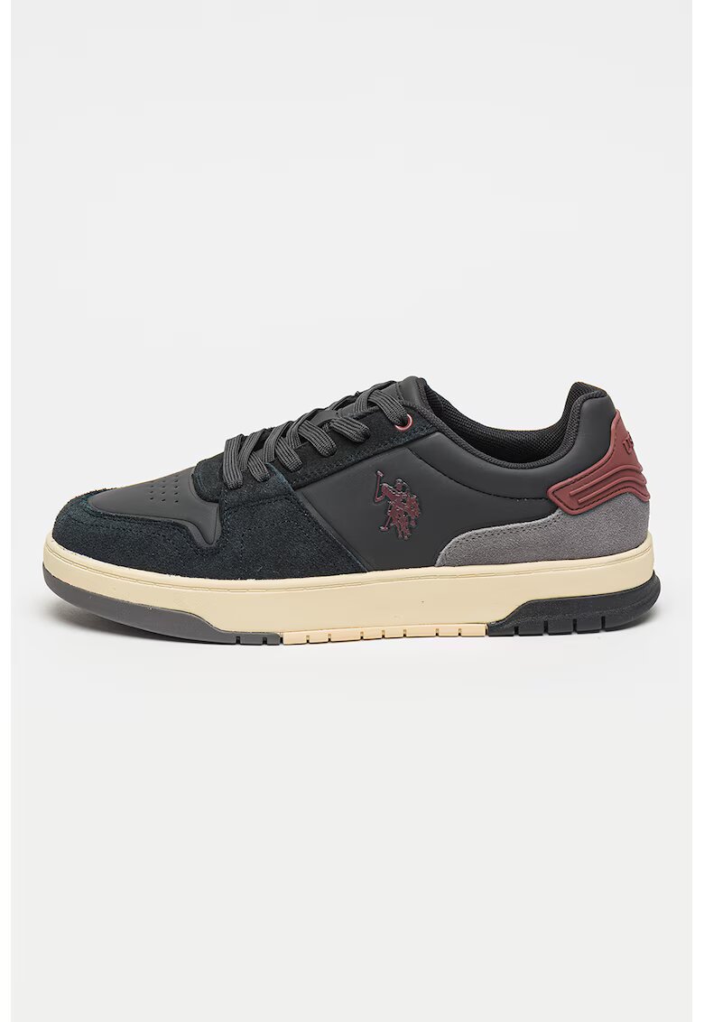 US Polo Assn Pantofi sport cu insertii din piele intoarsa - Bleumarin