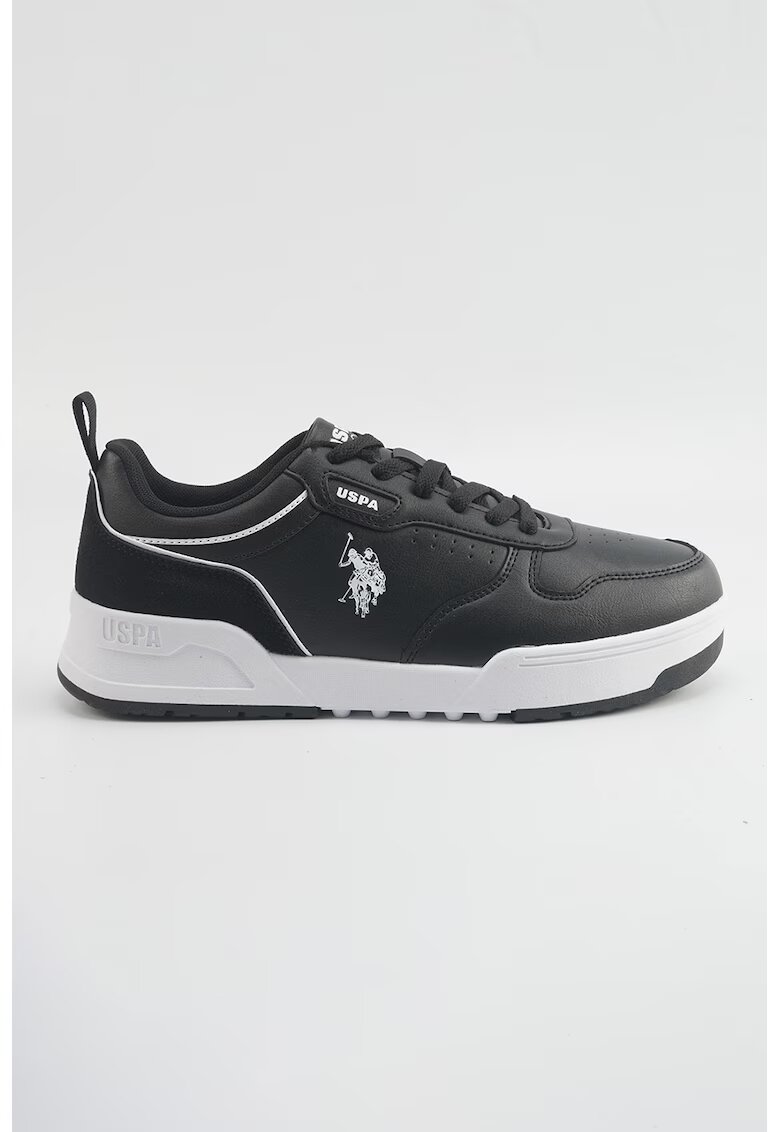 US Polo Assn Pantofi sport din piele ecologica cu detaliu logo - Alb/Negru