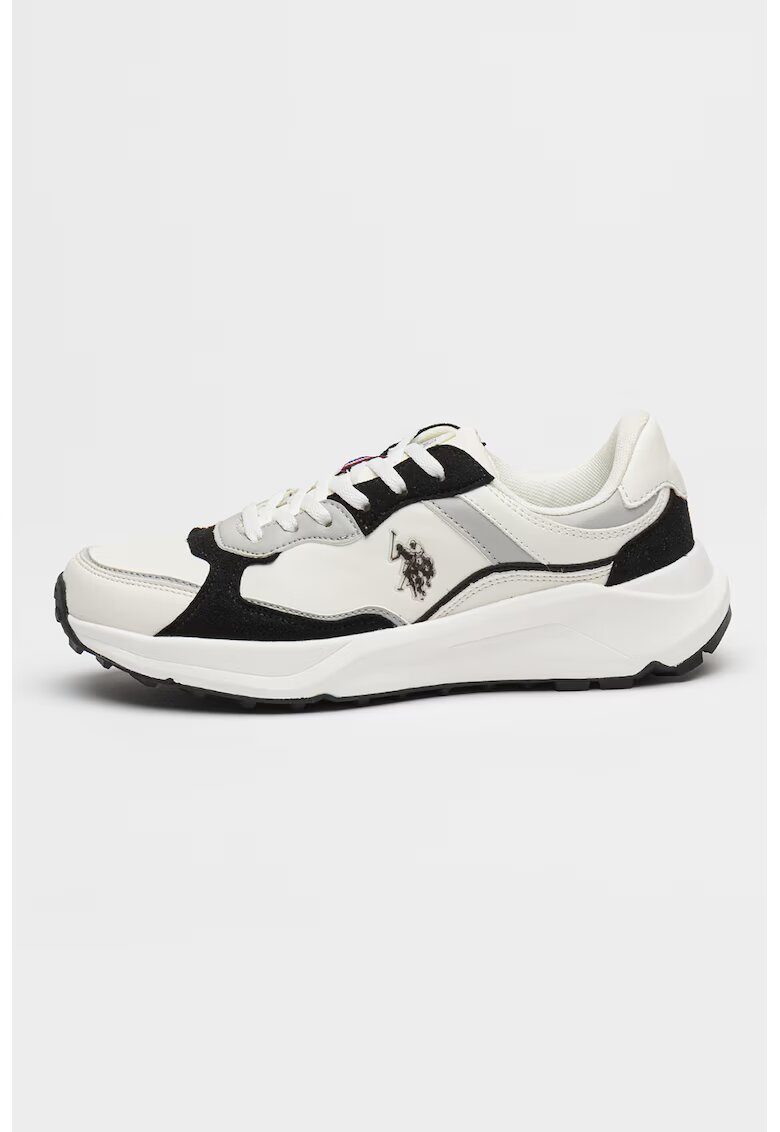 US Polo Assn Pantofi sport din piele ecologica cu garnituri contrastante Karina - Alb/Negru/Gri