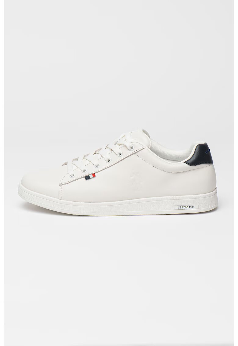 US Polo Assn Pantofi sport din piele ecologica cu logo - Alb murdar