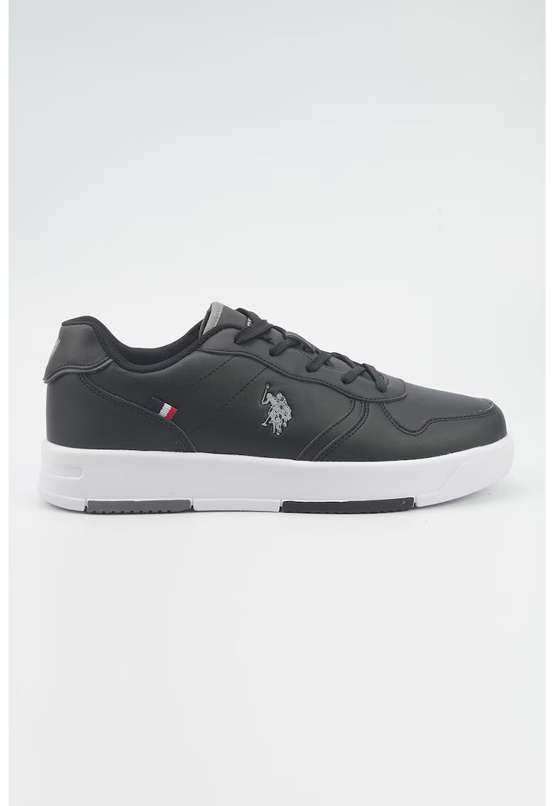 US Polo Assn Pantofi sport din piele ecologica cu model monograma - Negru stins
