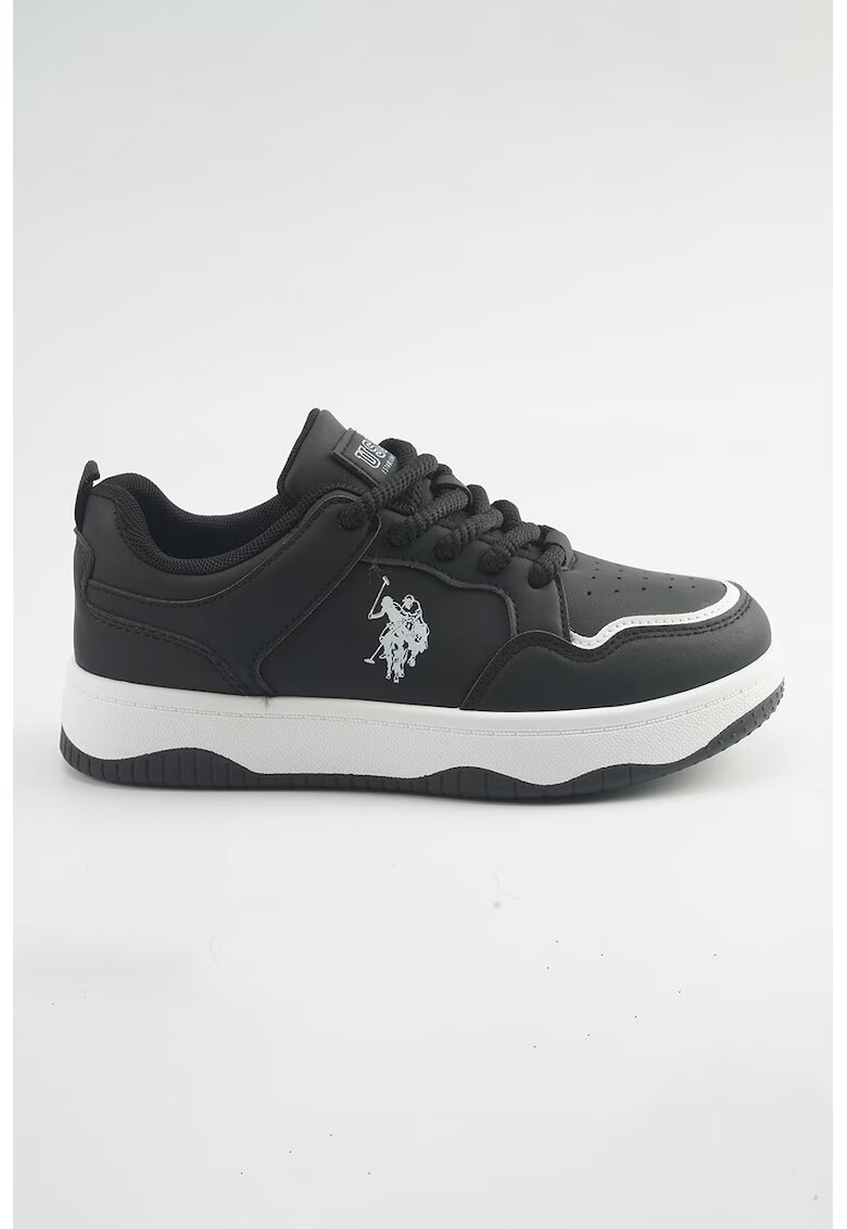 US Polo Assn Pantofi sport din piele ecologica cu model uni - Alb/Negru