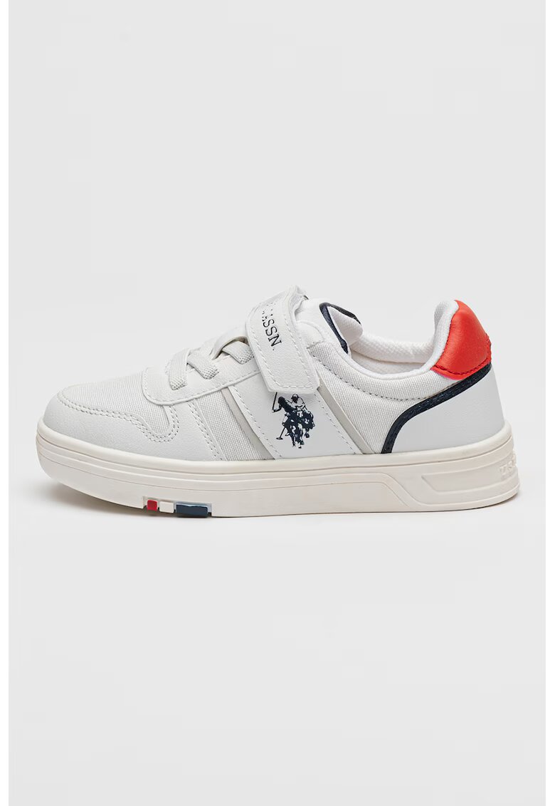 US Polo Assn Pantofi sport din piele ecologica cu velcro - Rosu/Alb