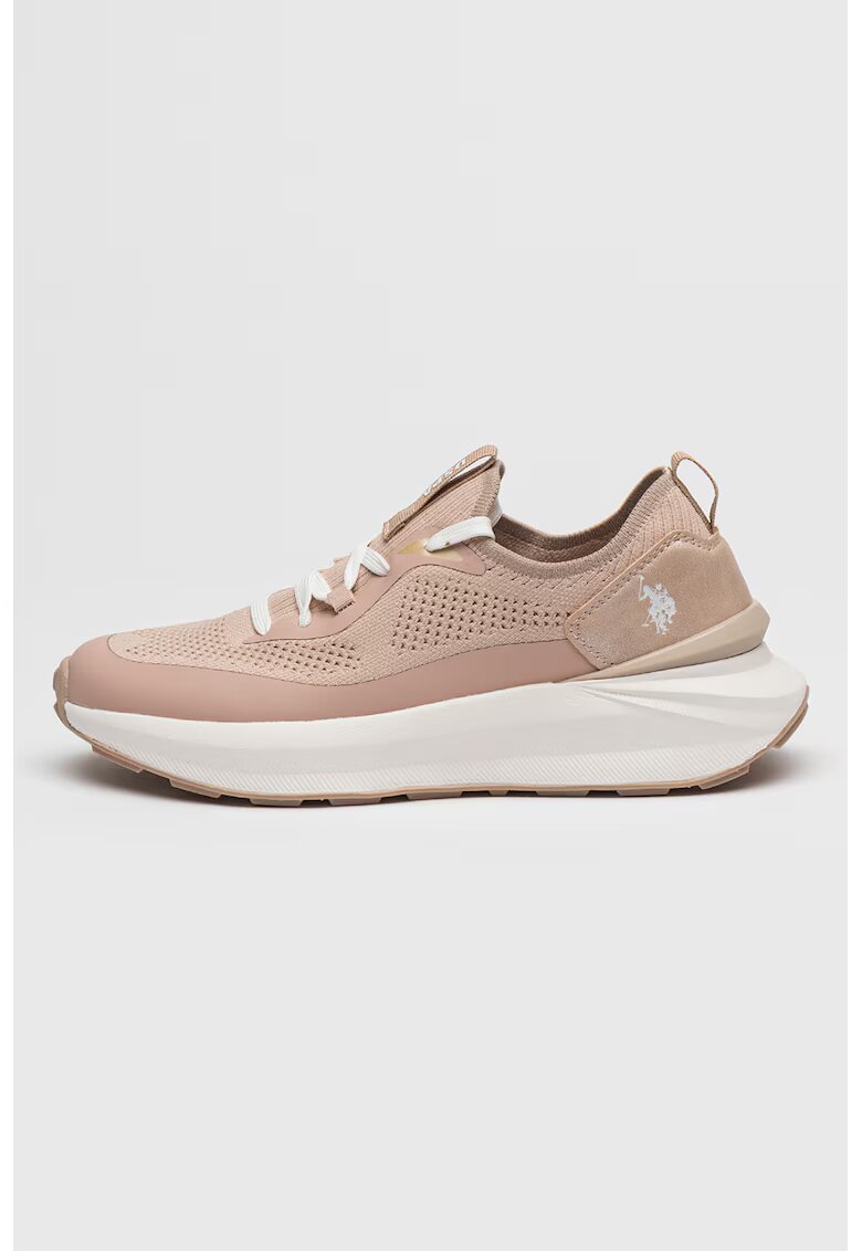 US Polo Assn Pantofi sport slip-on cu aspect tricotat Ginny - Alb/Piersica