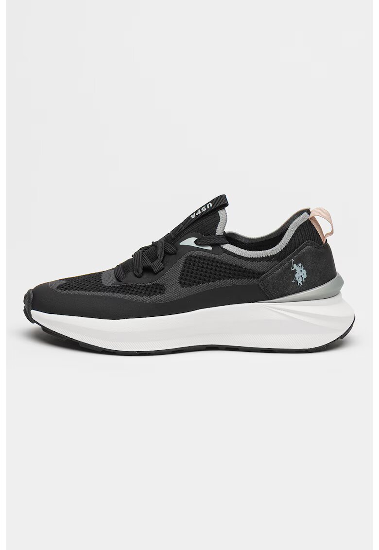 US Polo Assn Pantofi sport slip-on cu aspect tricotat Ginny - Negru stins/Gri cenusiu