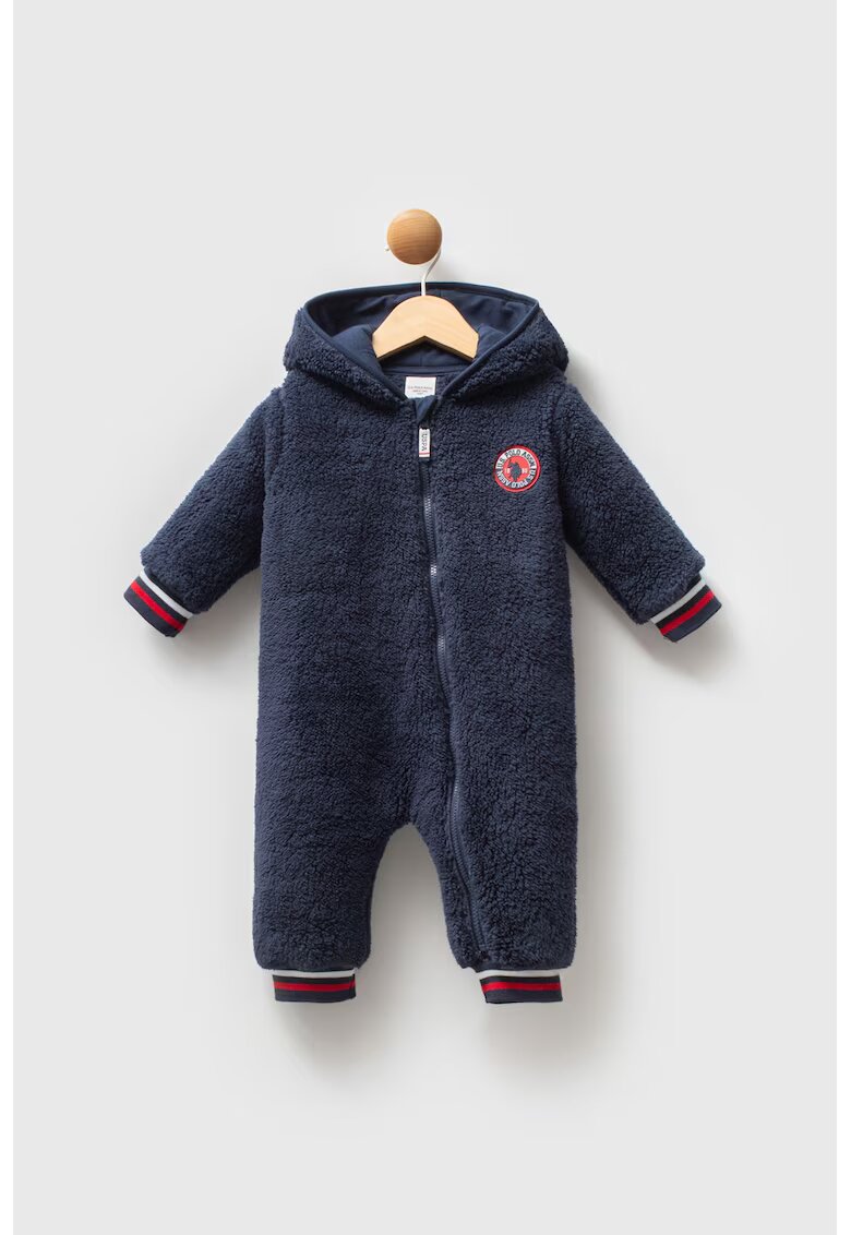 US Polo Assn Salopeta din material teddy cu gluga si logo - Bleumarin