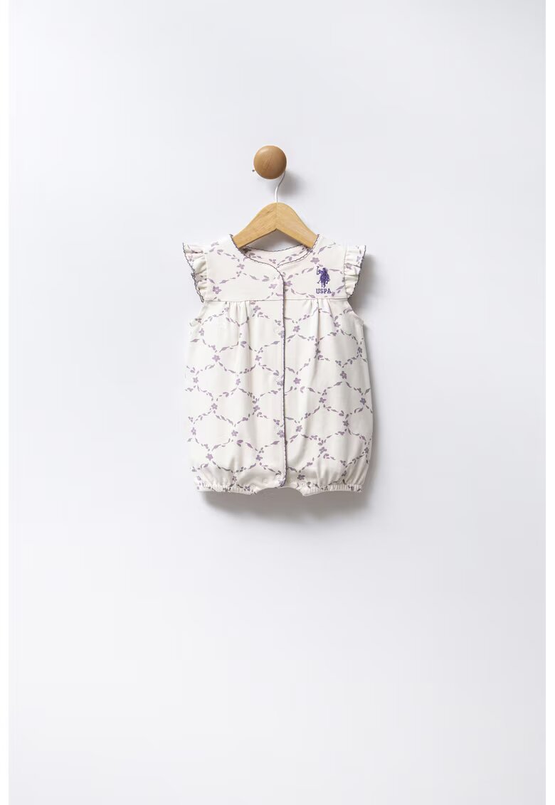 US Polo Assn Salopeta scurta cu model floral - Violet/Alb murdar