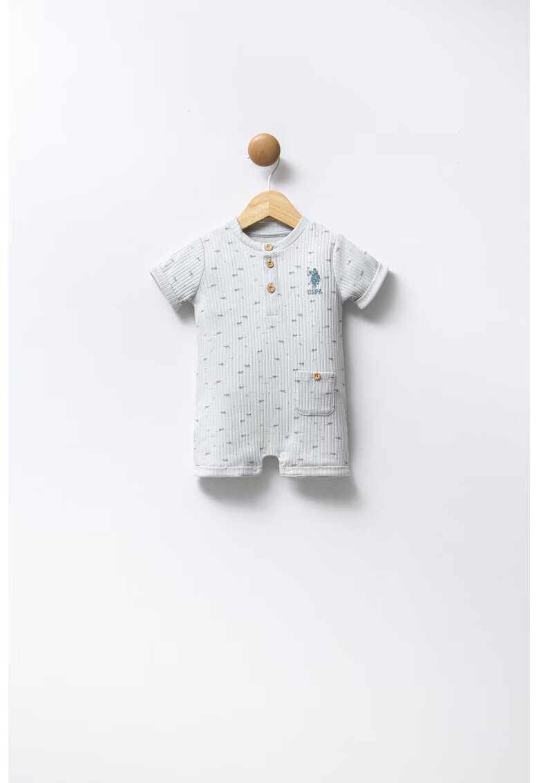 US Polo Assn Salopeta scurta de bumbac cu model grafic - Verde pal