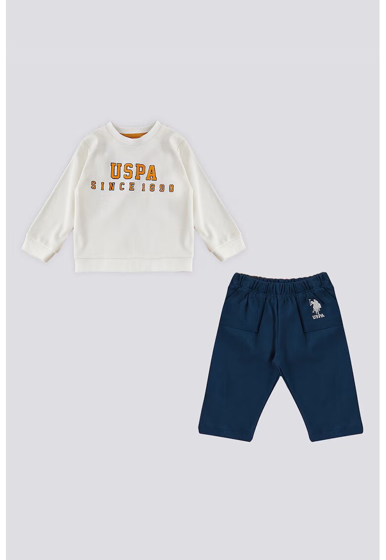 US Polo Assn Set de bluza de trening si pantaloni de trening - 2 piese - Crem/Bleumarin