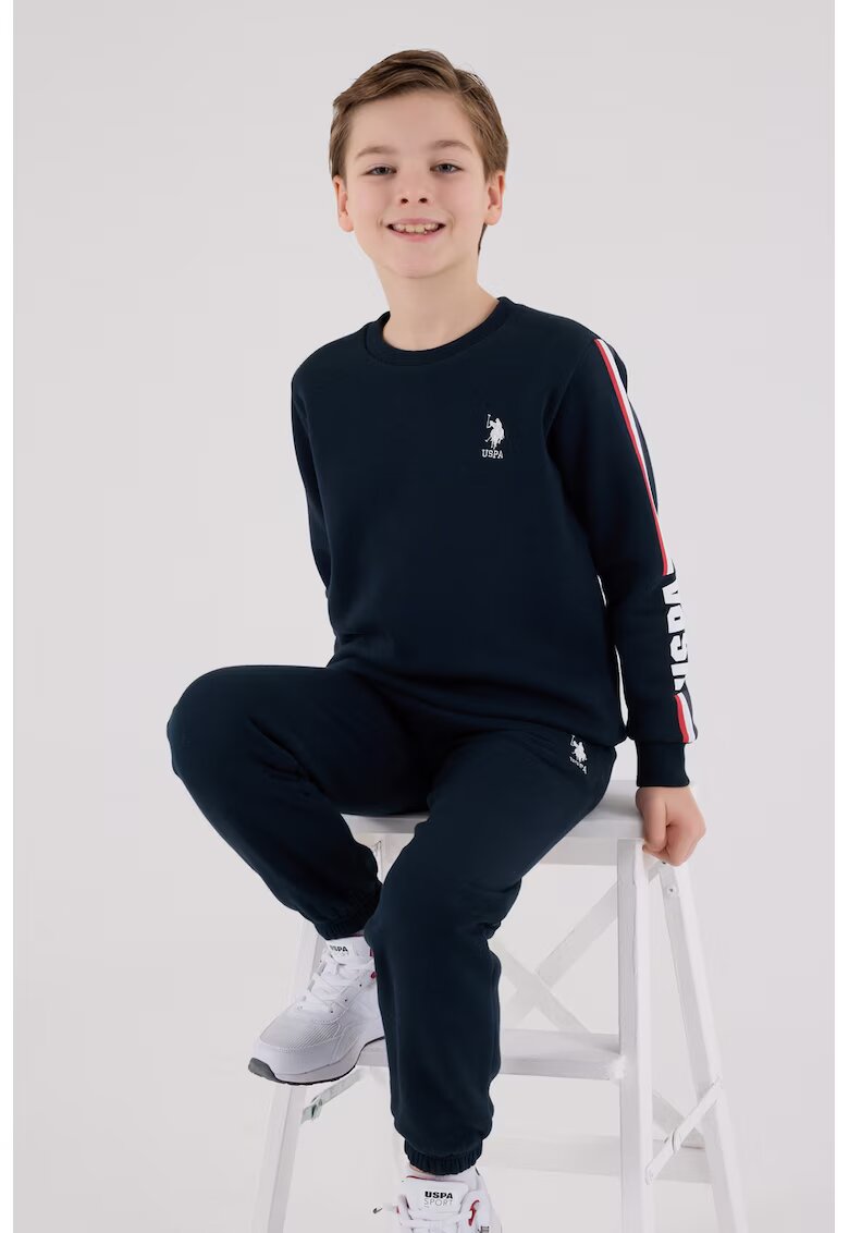 US Polo Assn Set de bluza de trening si pantaloni de trening din amestec de bumbac - Rosu/Alb optic/Bleumarin
