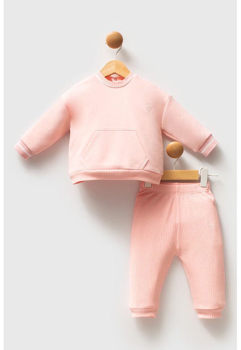 US Polo Assn Set de bluza de trening si pantaloni sport de bumbac - Roz deschis
