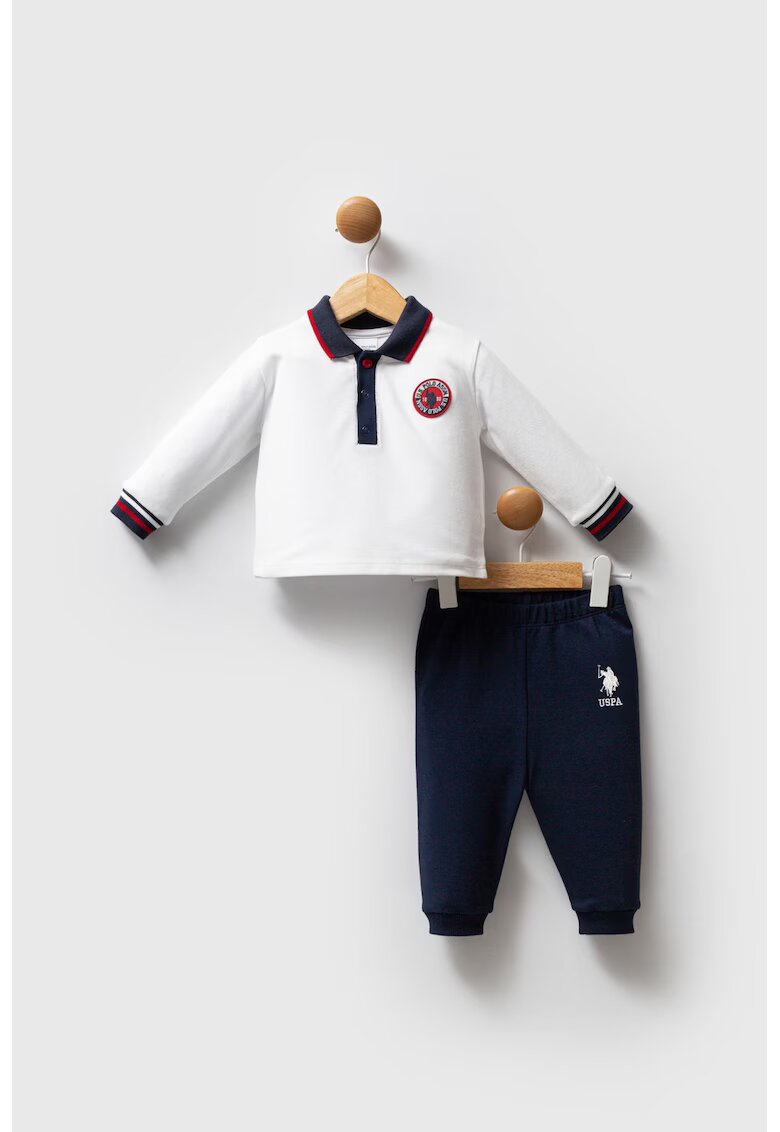US Polo Assn Set de bluza polo si pantaloni - 2 piese - Albastru ultramarin/Alb optic