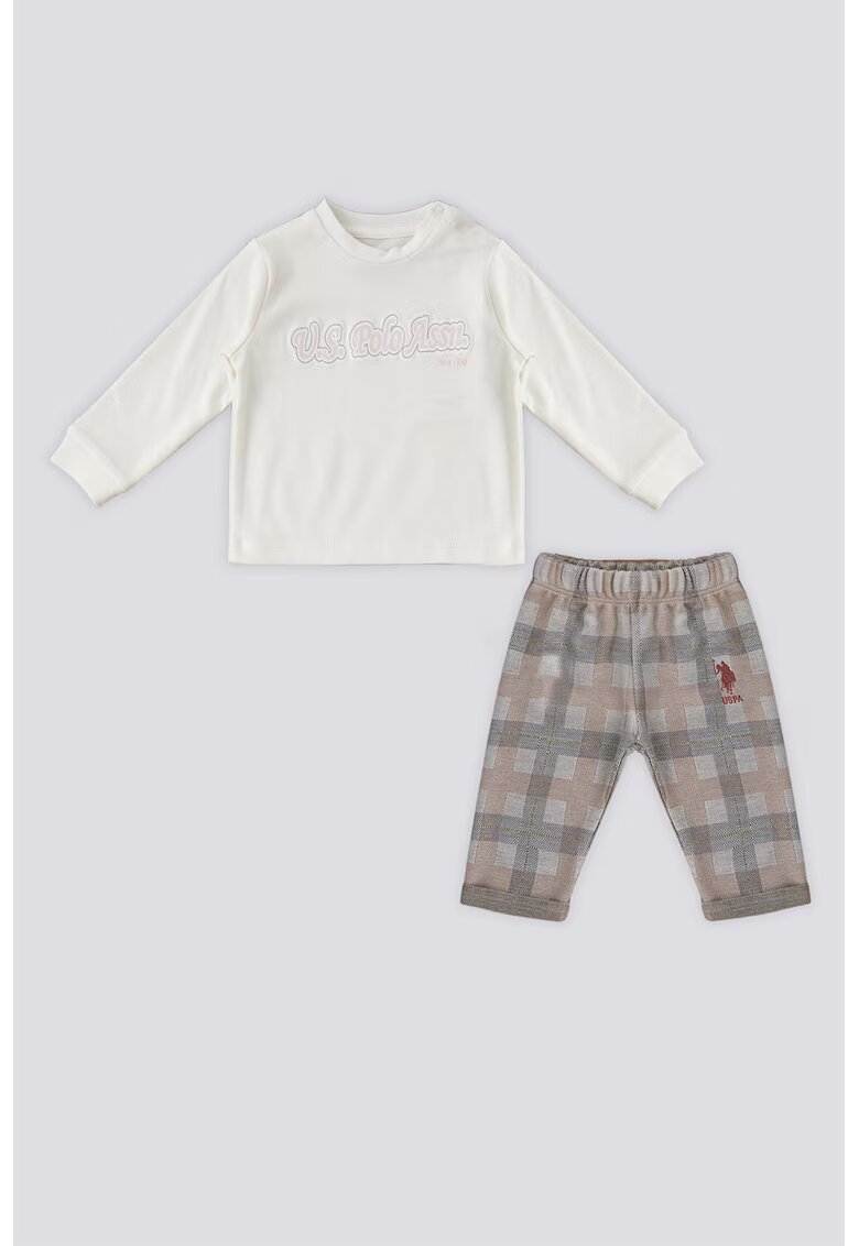 US Polo Assn Set de bluza si pantaloni in carouri - Gri/Crem