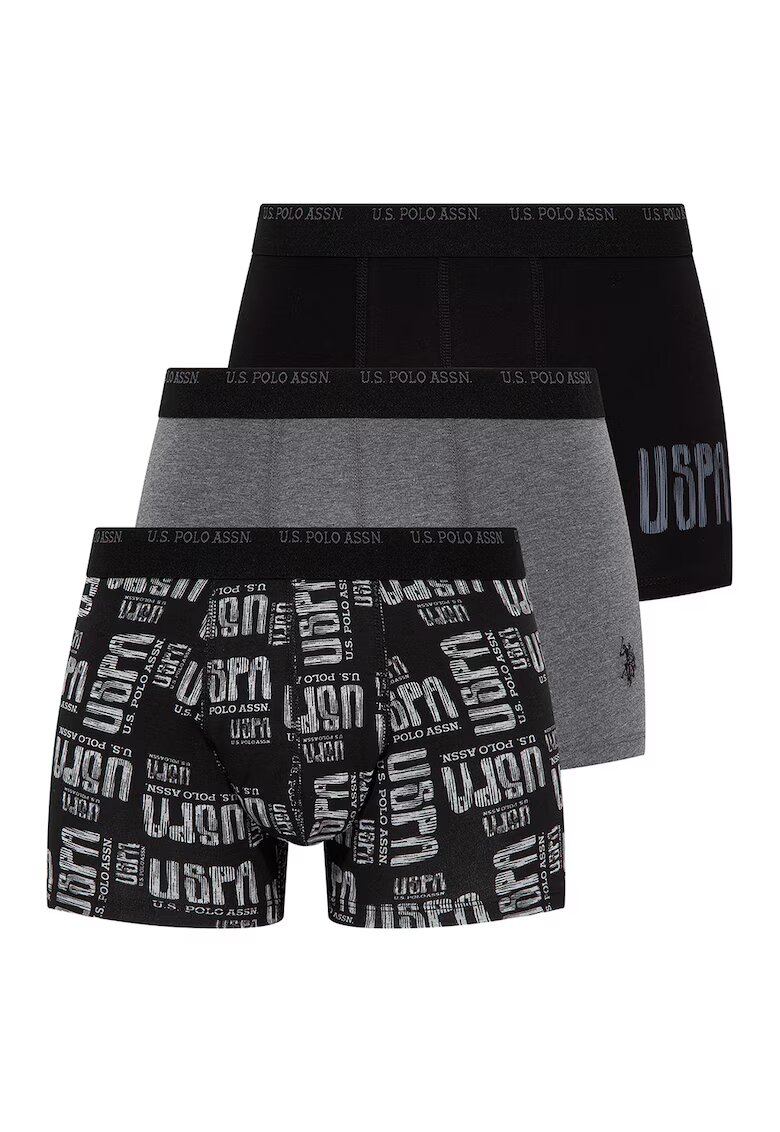 US Polo Assn Set de boxeri - 3 perechi - Negru/Gri melange