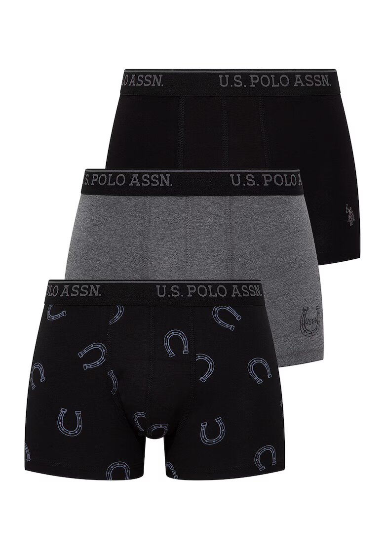 US Polo Assn Set de boxeri - 3 perechi - Negru/Gri melange