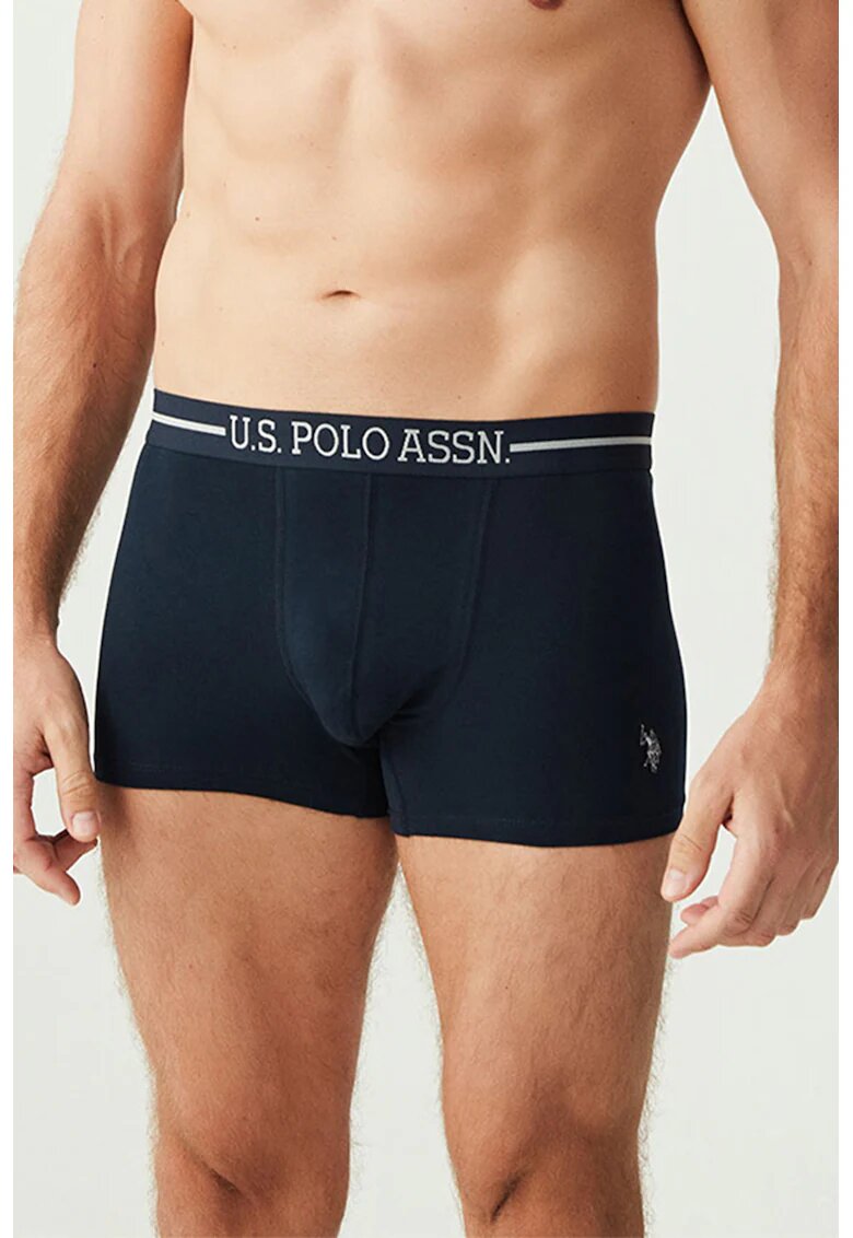 US Polo Assn Set de boxeri cu banda logo in talie - 3 perechi - Bleumarin