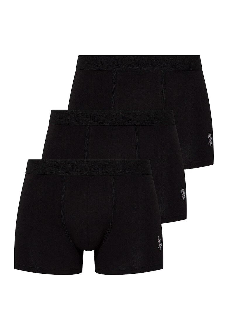 US Polo Assn Set de boxeri cu logo discret - 3 perechi - Negru