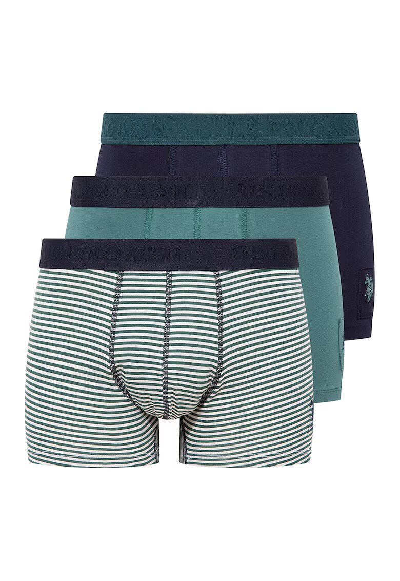 US Polo Assn Set de boxeri din amestec de bumbac - 3 perechi - Alb/Verde persan/Bleumarin