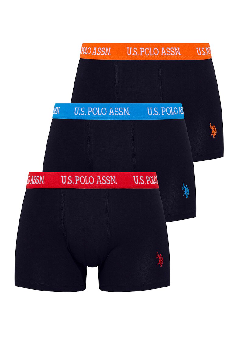 US Polo Assn Set de boxeri din amestec de bumbac - cu banda logo in talie - 3 perechi - Bleumarin