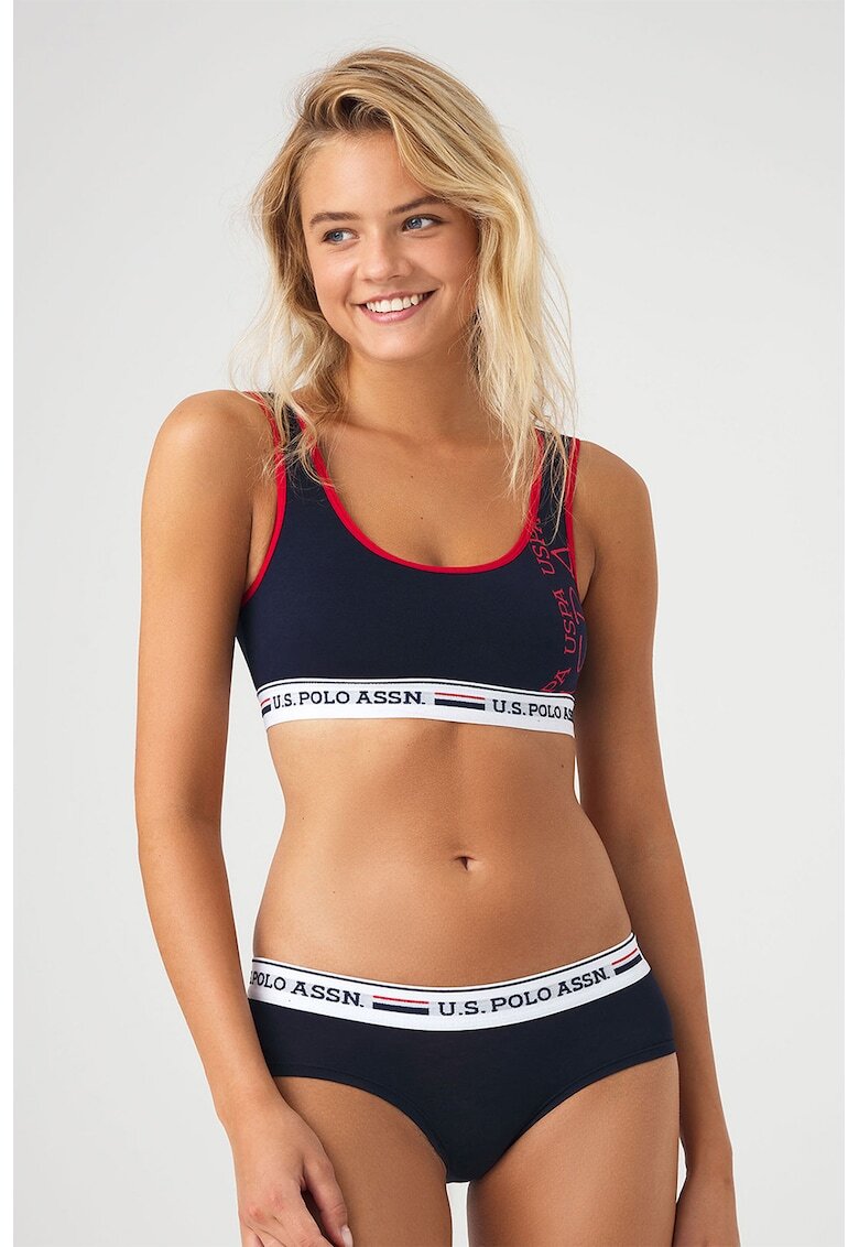 US Polo Assn Set de bustiera si chiloti cu logo - Bleumarin