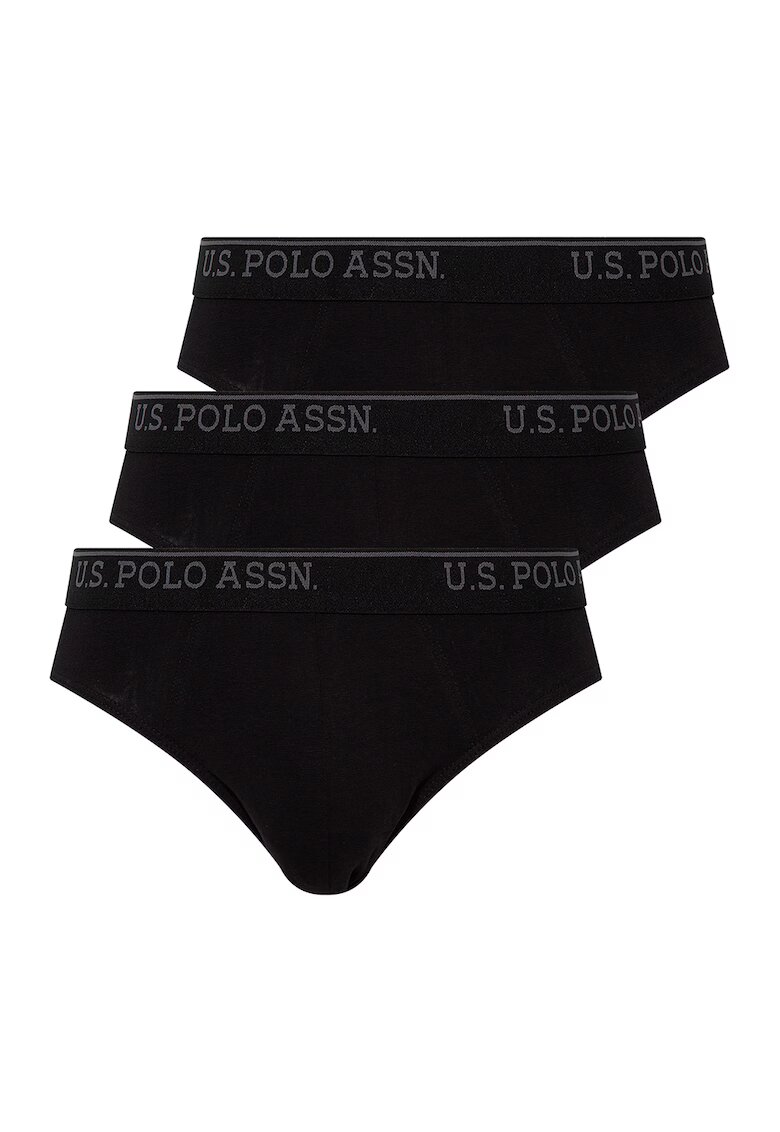 US Polo Assn Set de chiloti cu banda logo in talie - 3 perechi - Negru