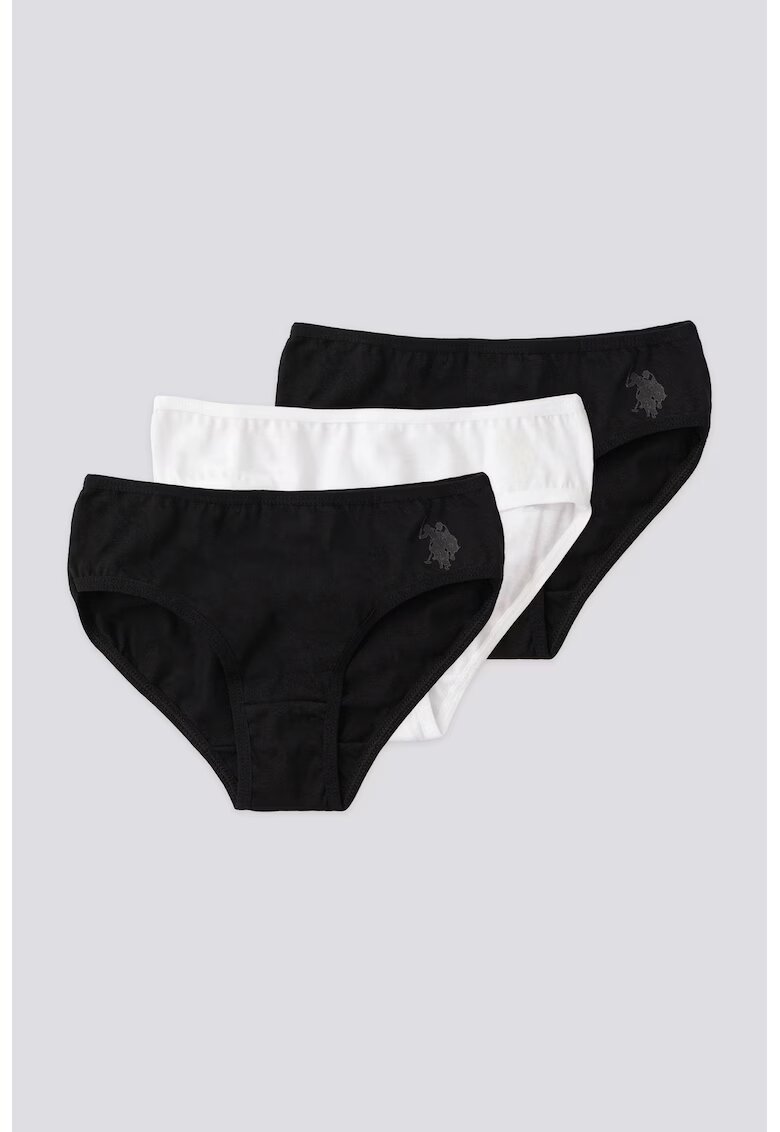 US Polo Assn Set de chiloti de bumbac - 3 piese - Negru/Alb murdar