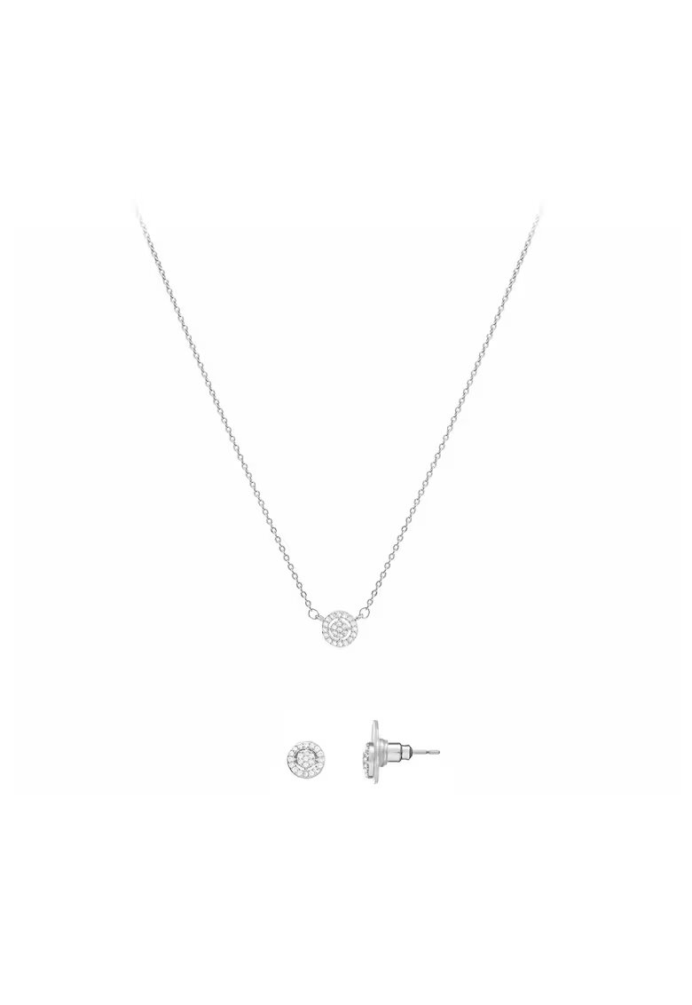 US Polo Assn Set de colier si cercei cu cristale - Argintiu