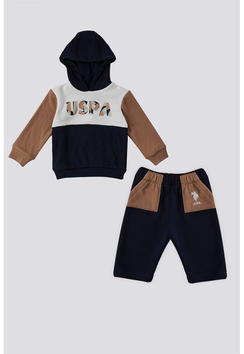 US Polo Assn Set de hanorac si pantaloni de trening - Maro/Crem/Bleumarin