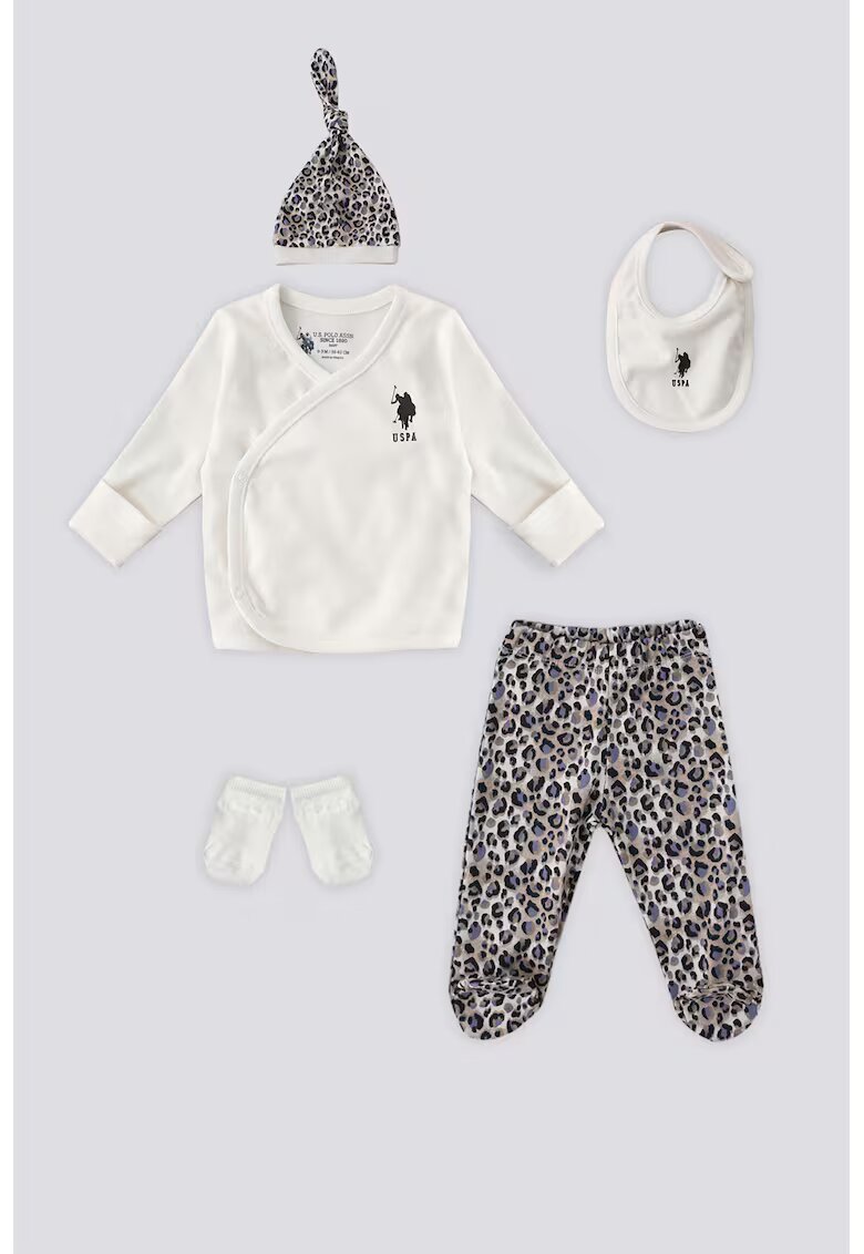 US Polo Assn Set de imbracaminte cu imprimeu - 6 piese - Alb/Negru/Albastru prafuit