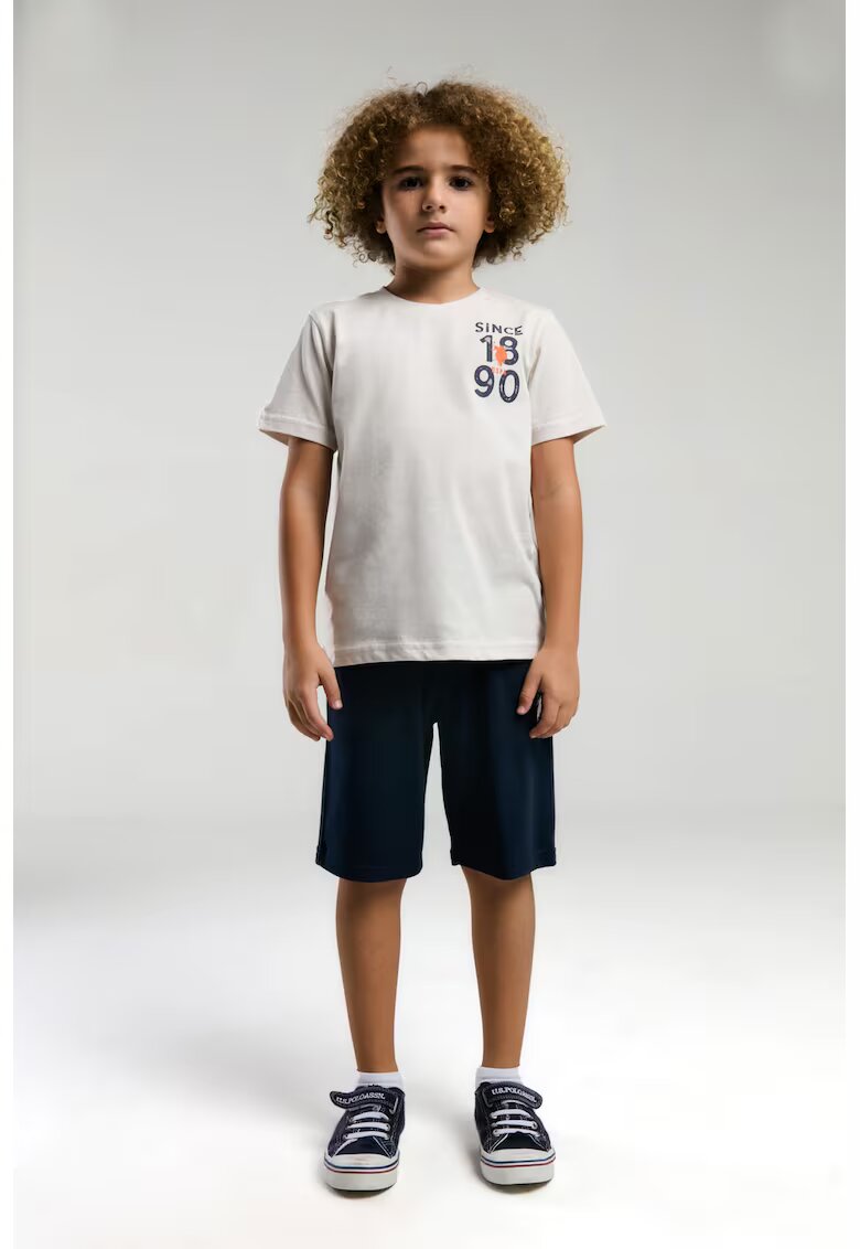 US Polo Assn Set de imbracaminte cu logo siimprimeu grafic - Portocaliu mandarina/Alb murdar/Bleumarin
