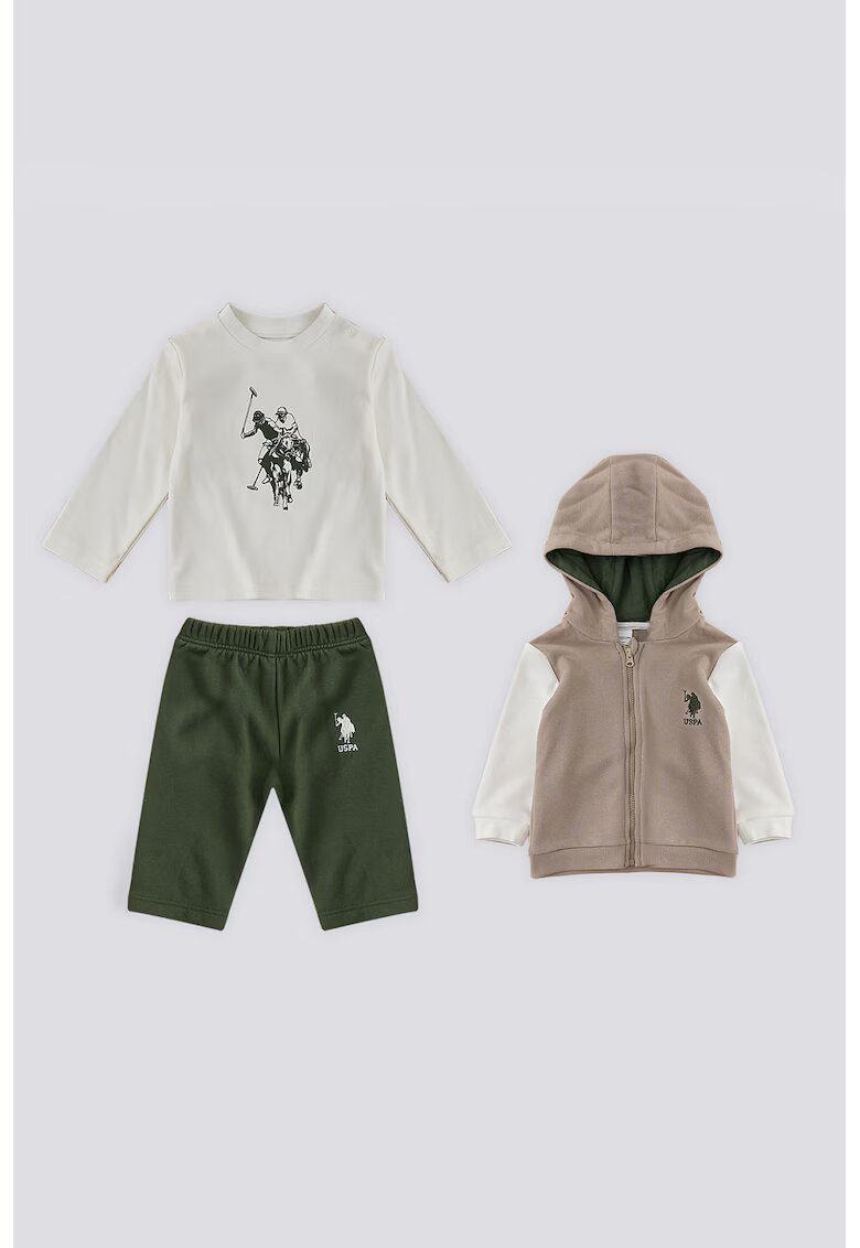 US Polo Assn Set de imbracaminte cu model colorblock - 3 piese - Maro nisip