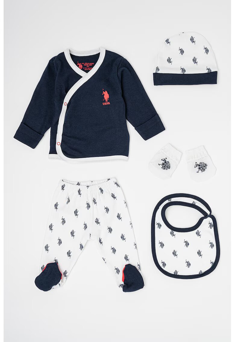 US Polo Assn Set de imbracaminte de bumbac - 5 piese - Alb/Negru