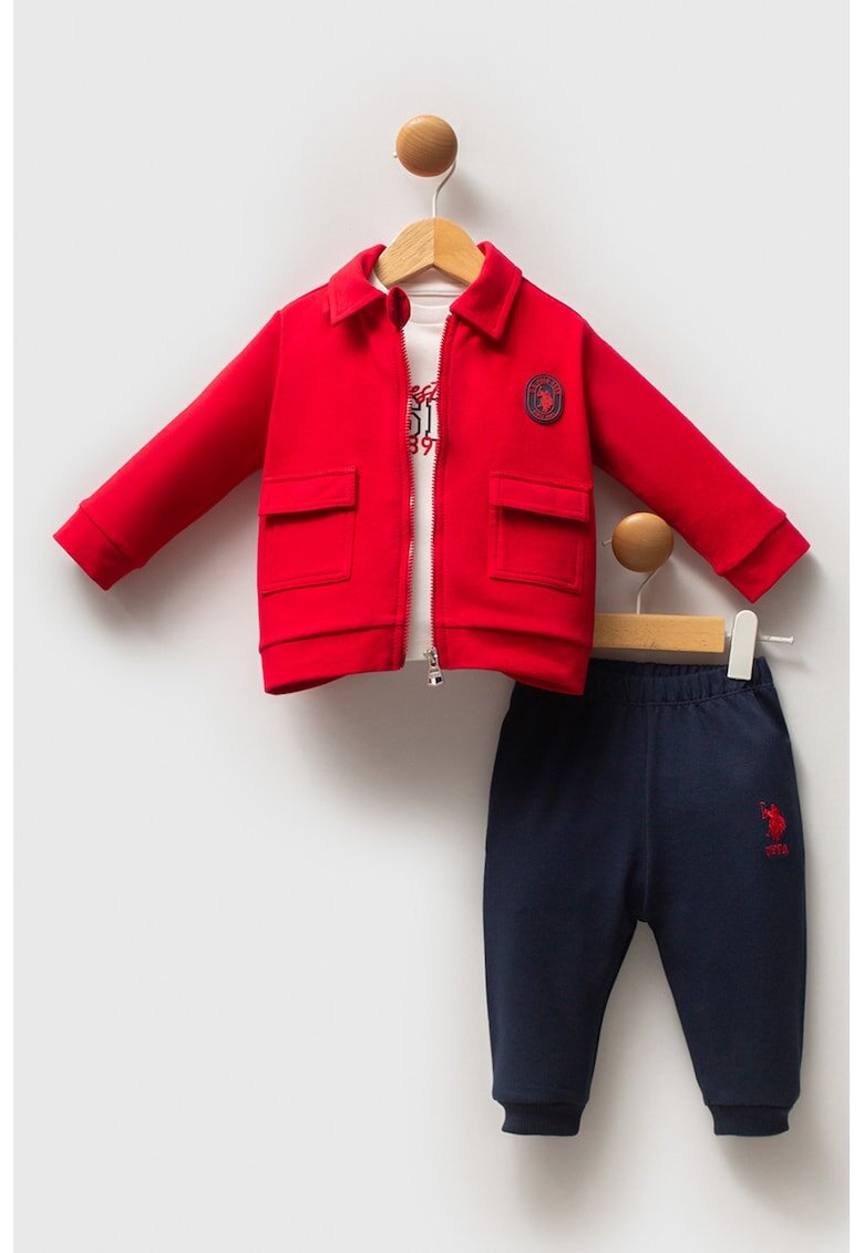 US Polo Assn Set de imbracaminte din amestec de bumbac - 3 piese - Rosu/Albastru ultramarin/Alb murdar