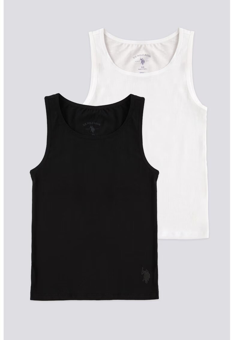 US Polo Assn Set de topuri de bumbac - 2 piese - Negru/Alb murdar