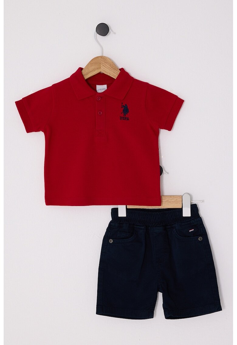 US Polo Assn Set de tricou cu imprimeu si pantaloni - 2 Piese - Rosu/Negru