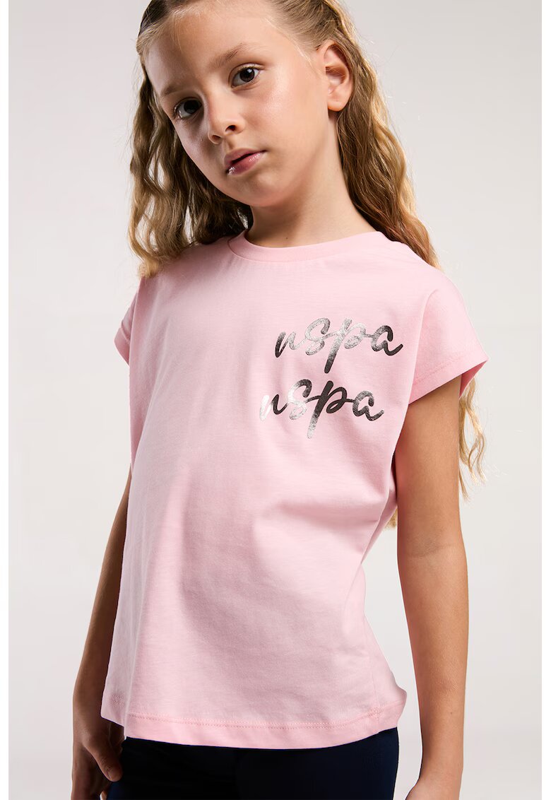 US Polo Assn Set de tricou cu imprimeu si pantaloni - 2Piese - Roz pastel