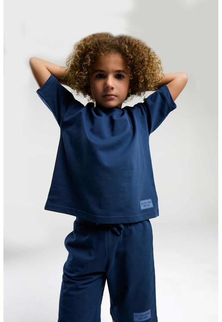 US Polo Assn Set de tricou de bumbac si pantaloni scurti - 2 piesedwqf - Albastru inchis