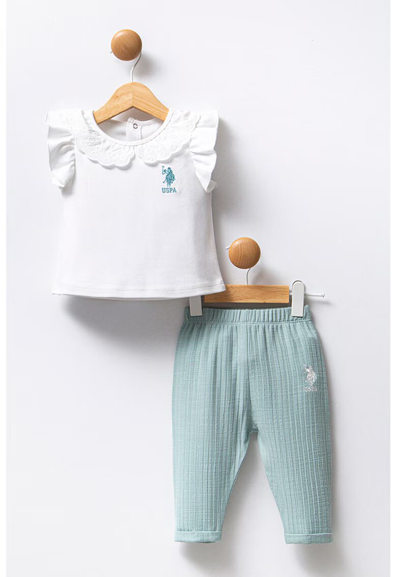 US Polo Assn Set de tricou si pantaloni - Verde pal/Alb optic