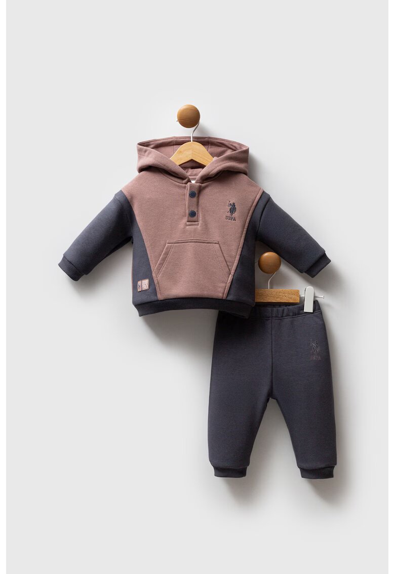 US Polo Assn Trening cu design colorblock - Maro/Gri antracit