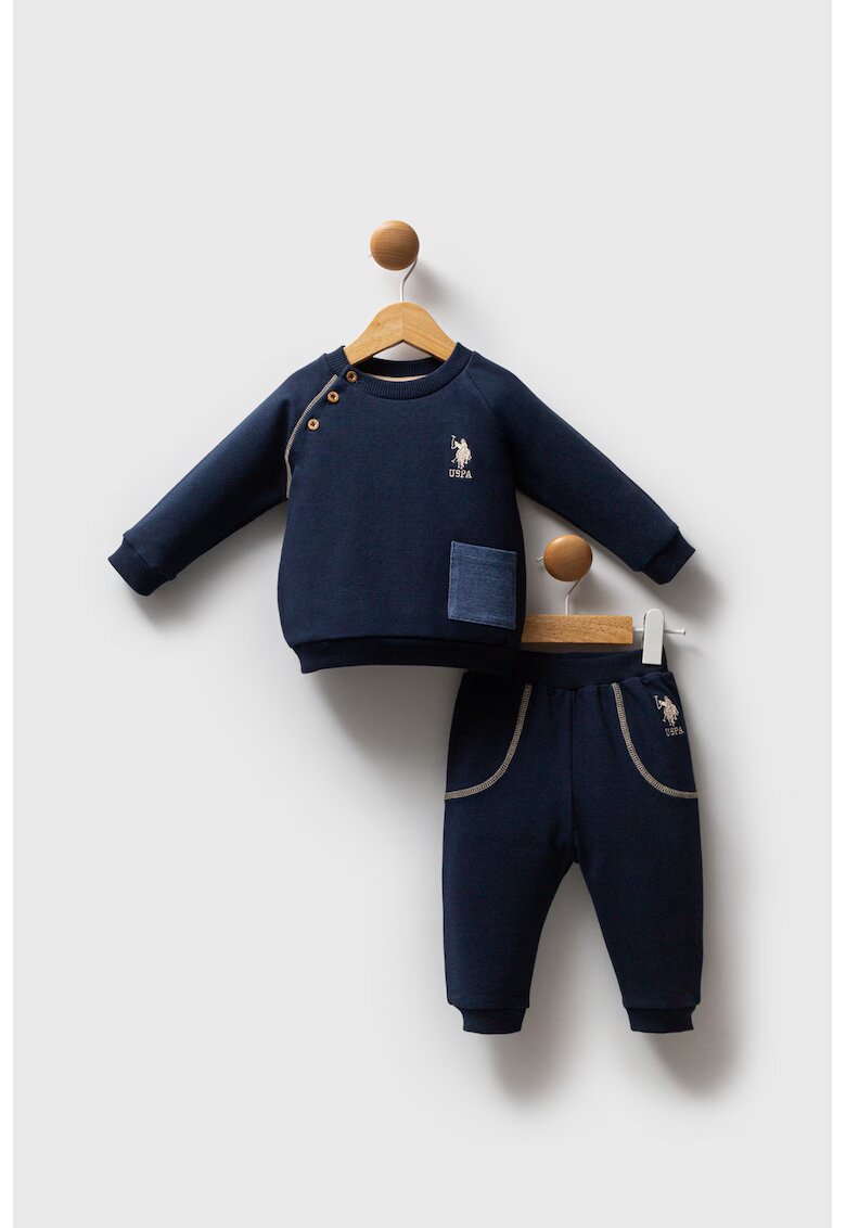 US Polo Assn Trening cu logo brodat - Bej/Bleumarin