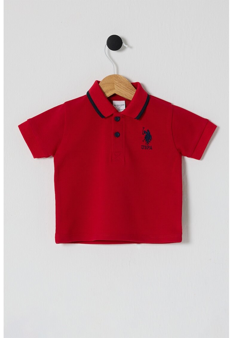 US Polo Assn Tricou polo de bumbac - Negru/Rosu vermillion