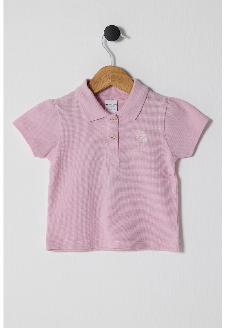 US Polo Assn Tricou polo de bumbac pique - Roz prafuit