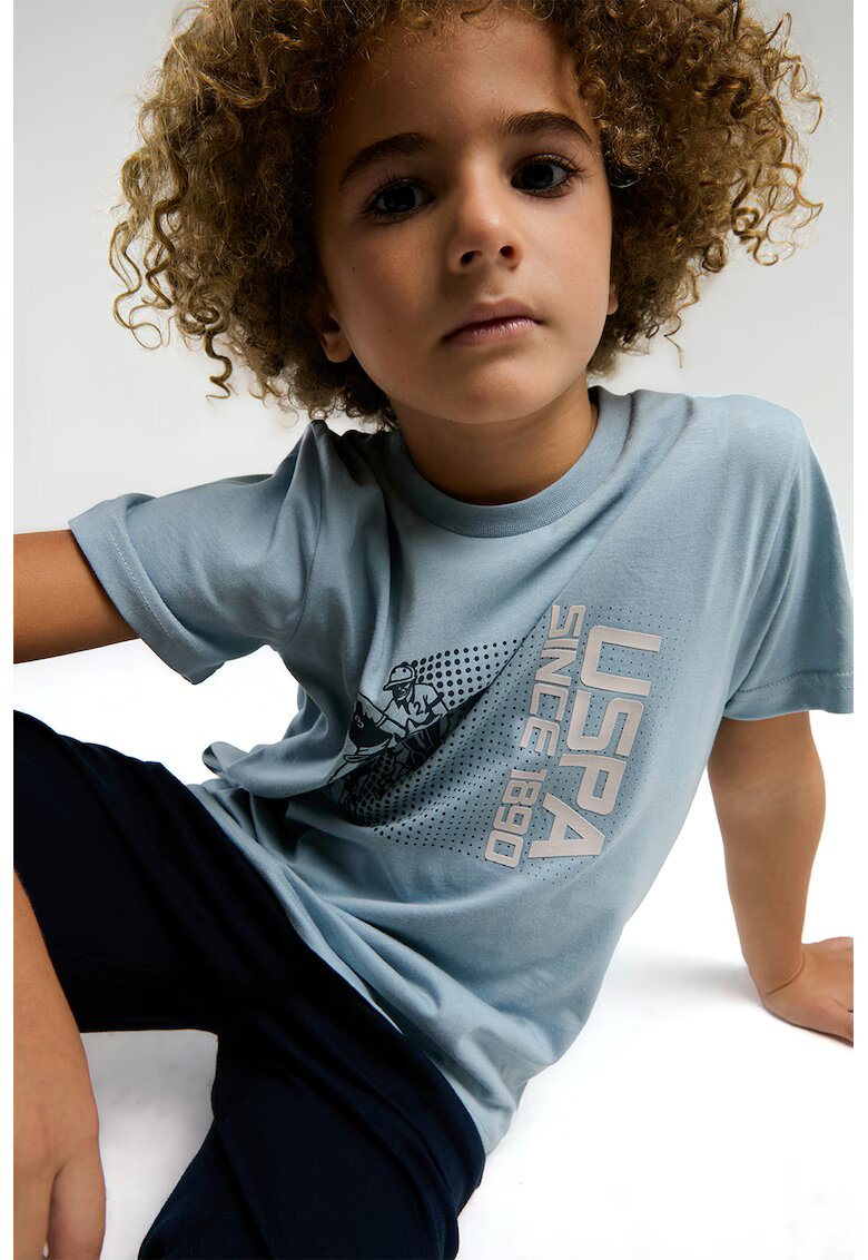 US Polo Assn Tricou si bermude cu imprimeu logo - Albastru pastel