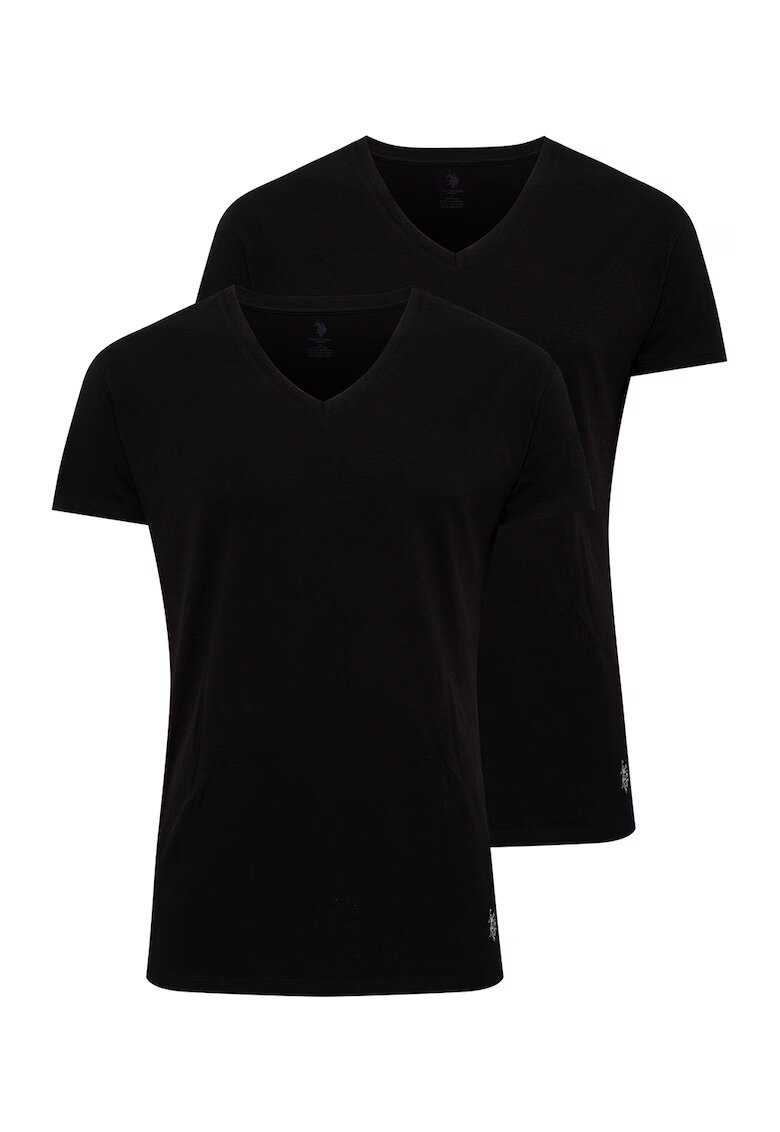 US Polo Assn U.S.Polo Assn. - Set de tricouri de casa cu decolteu in V - 2 piese - Alb/Negru