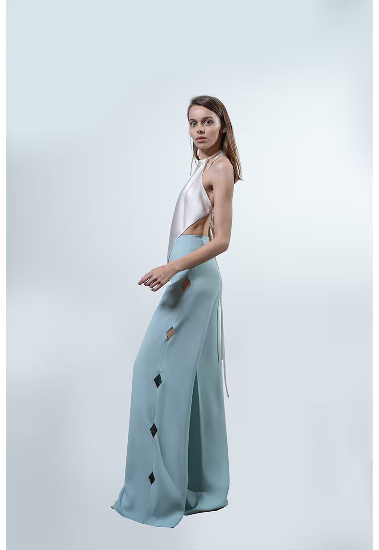 UVIA Pantaloni cu design cu decupaj - Albastru glaciar