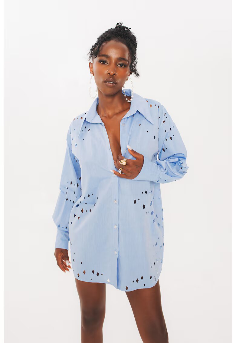 UVIA Rochie-camasa cu decupaje - Albastru deschis