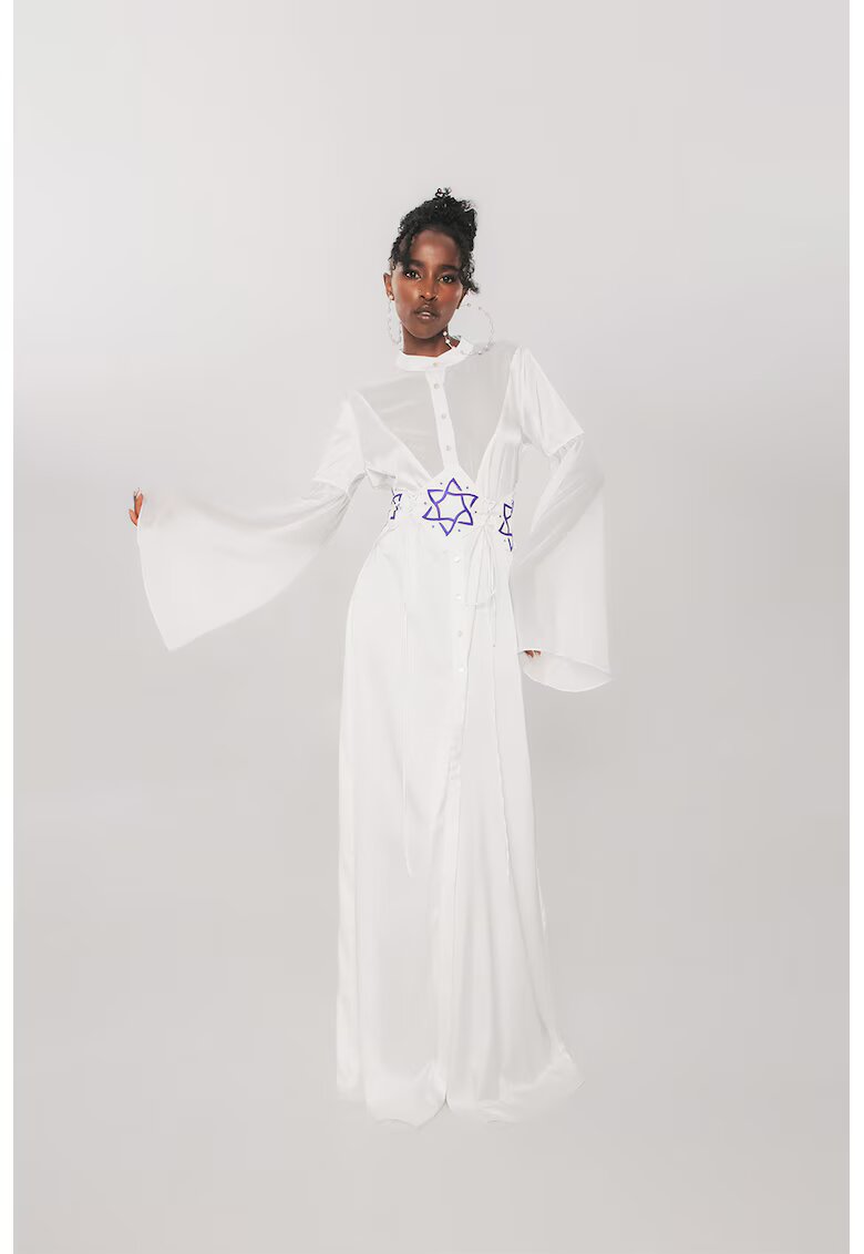 UVIA Rochie maxi cu maneci clopot - Alb