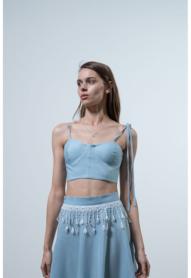 UVIA Top crop de in - Albastru deschis